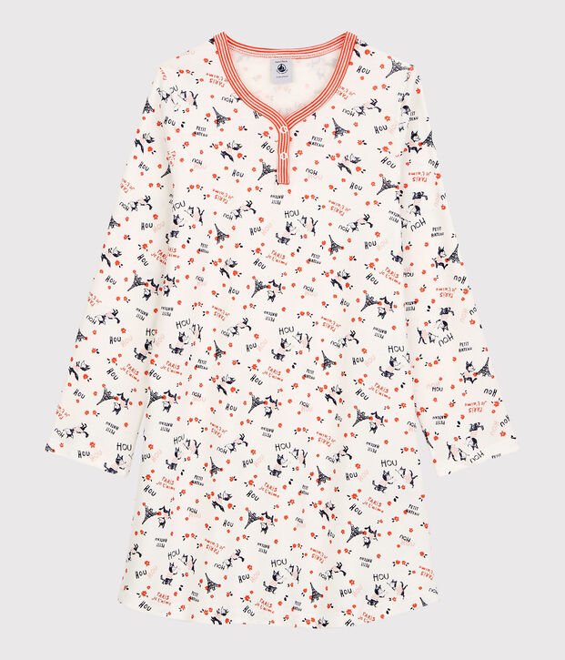 Camis&oacute;n de flores con estampado de Par&iacute;s de ni&ntilde;a de algod&oacute;n org&aacute;nico blanco/multicolor