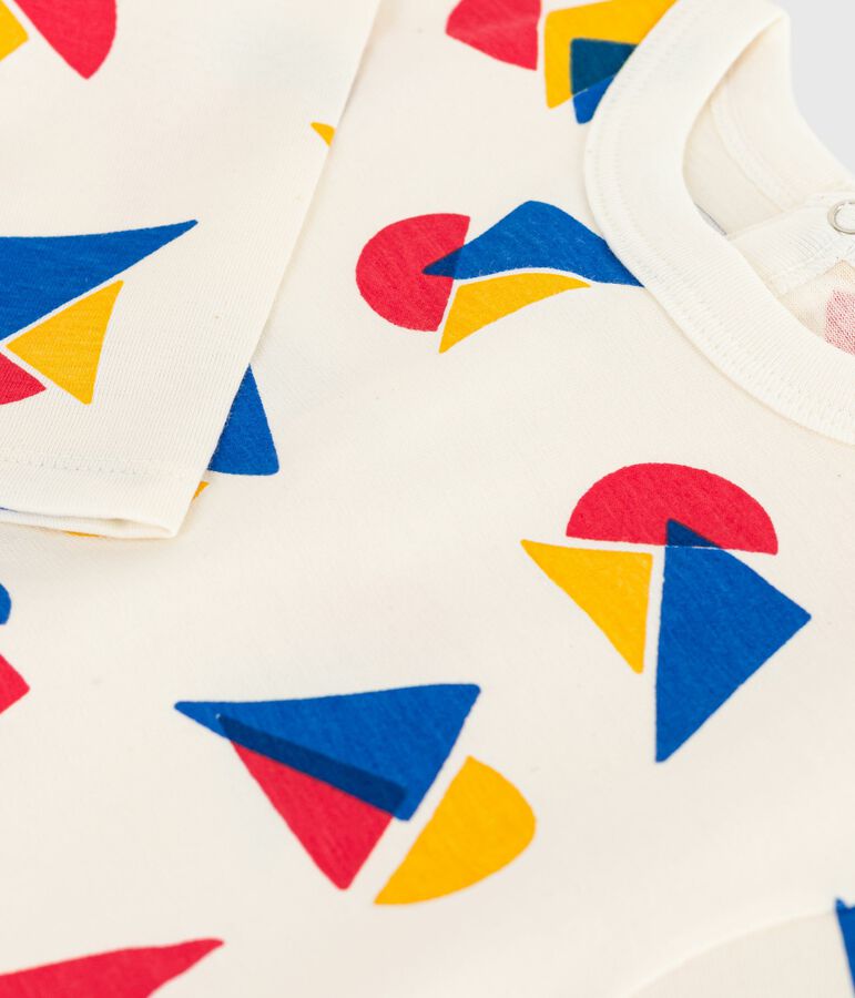 Camiseta de algod&oacute;n de manga larga con estampado de barcos para beb&eacute; MILK/ MULTICO