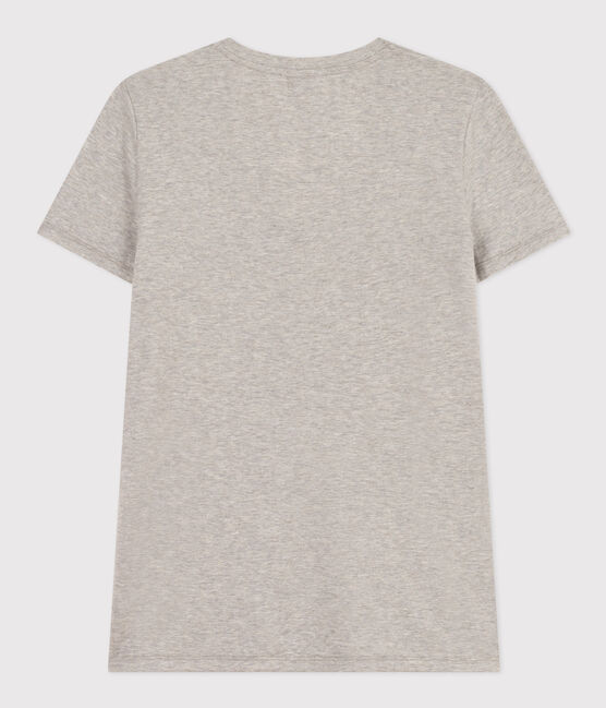 Camiseta LA RECTA de algodón con cuello de pico para mujer gris CHATON CHINE