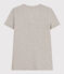 Camiseta LA RECTA de algodón con cuello de pico para mujer gris CHATON CHINE