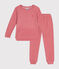 Pijama infantil liso de tejido de rizo cepillado rosa ROSEWOOD