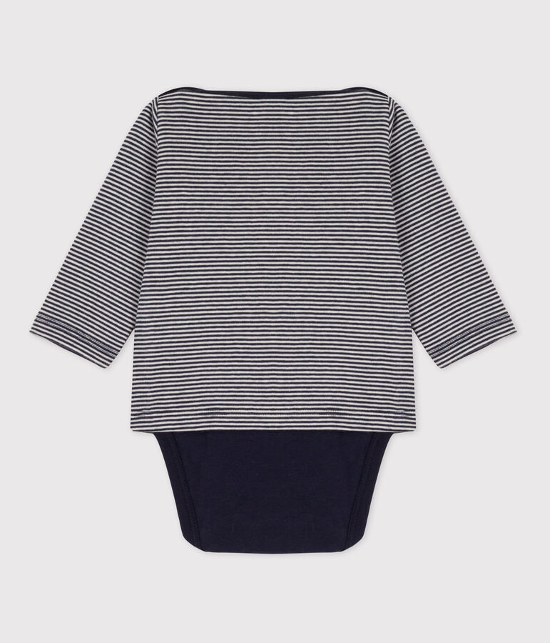 Camiseta con bodi de algod&oacute;n para beb&eacute; azul/blanco