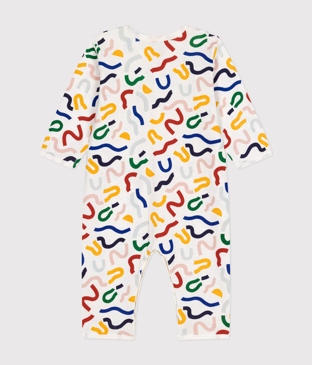 Pijama sin pies con estampado fosforescente de algod&oacute;n para beb&eacute; blanco/multicolor