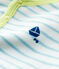 Pijama enterizo de rayas azules de terciopelo de bebé blanco MARSHMALLOW/azul TIKI