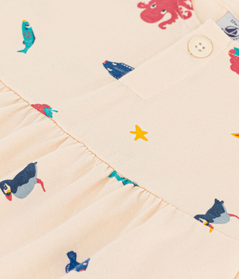 Vestido de manga corta de punto estampado para beb&eacute; crudo/multicolor