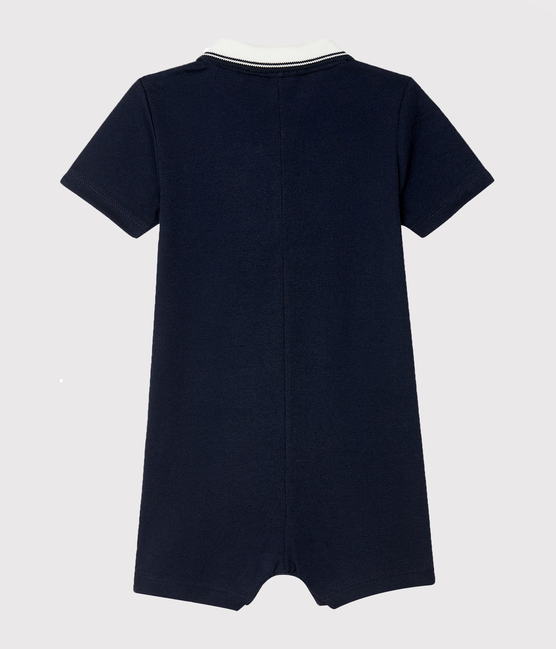 Mono de corte polo de algodón de bebé niño azul SMOKING