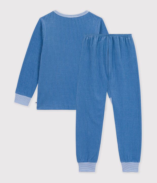 Pijama infantil liso de pana azul