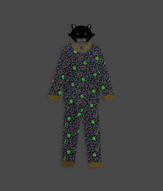 Pijama fosforescente de leopardo niña/niño de algodón MARSHMALLOW/MULTICO | Petit Bateau