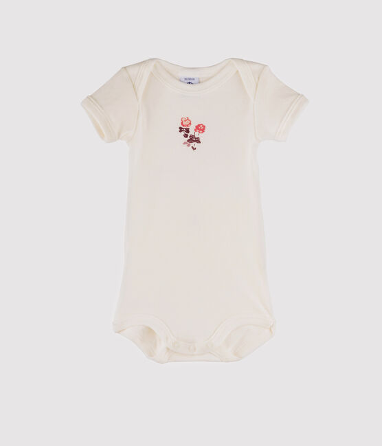 Body de manga corta para bebé niña blanco MARSHMALLOW/rosa FLASHY