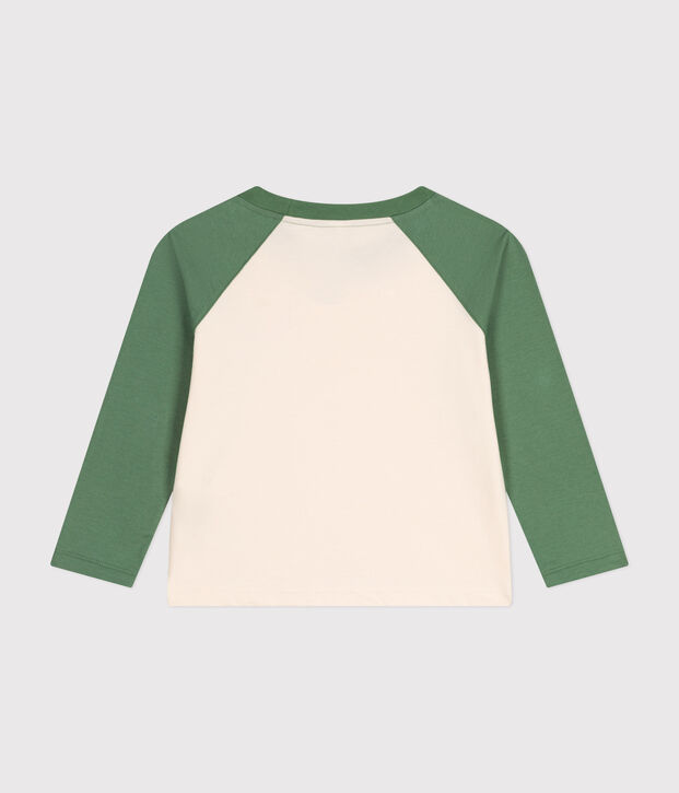 Camiseta de manga larga de punto fino para ni&ntilde;o crudo/verde