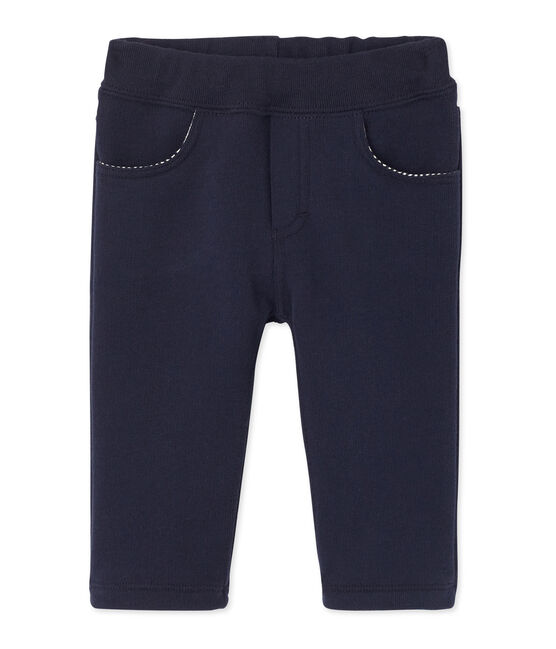 Pantalón para bebé niño en muletón azul SMOKING
