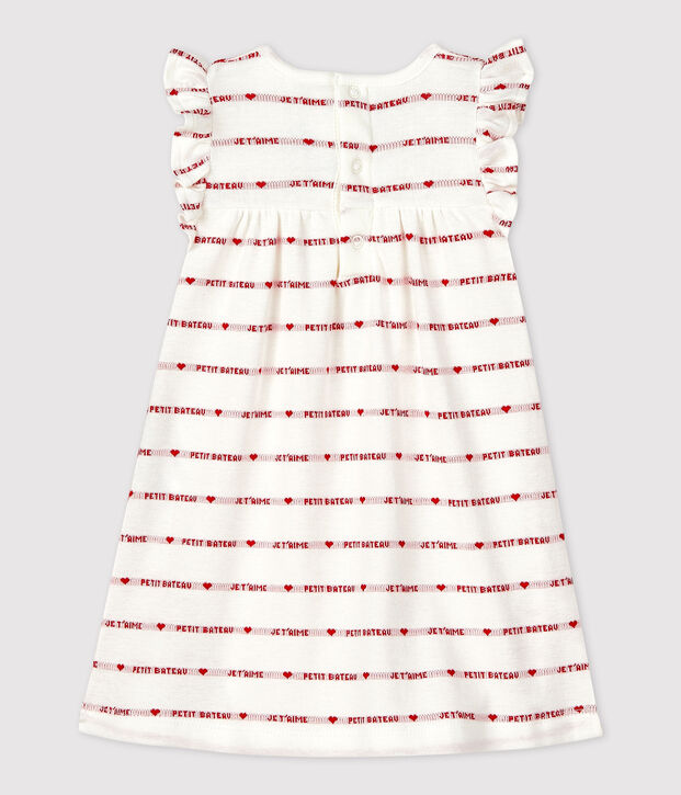 Vestido-bodi de Jacquard de algod&oacute;n ecol&oacute;gico para beb&eacute; blanco/rojo