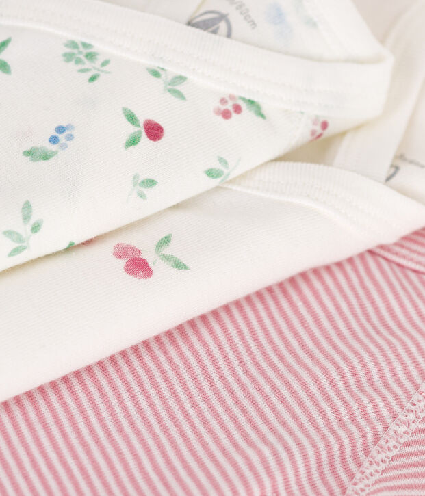 Juego de 3 bodis cruzados y estampados de manga corta de algod&oacute;n para beb&eacute; multicolor