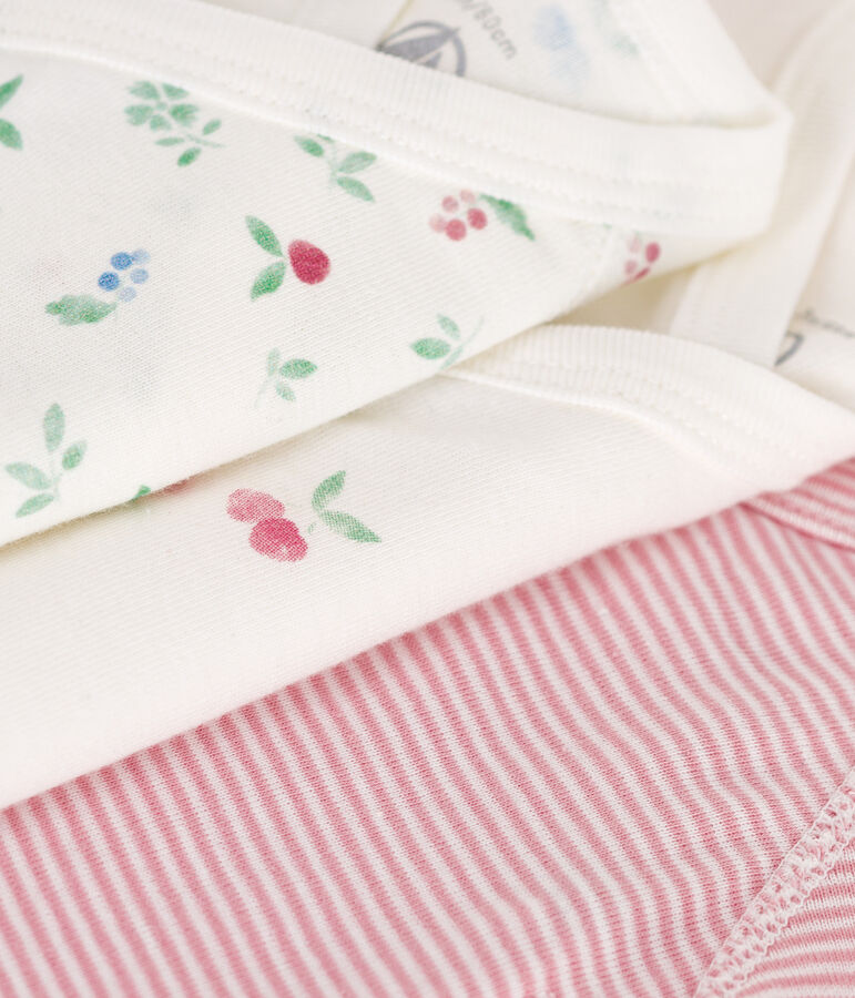 Juego de 3 bodis cruzados y estampados de manga corta de algod&oacute;n para beb&eacute; multicolor