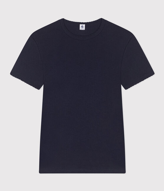 Camiseta ICÓNICA de punto «cocotte» de algodón orgánico para mujer azul SMOKING