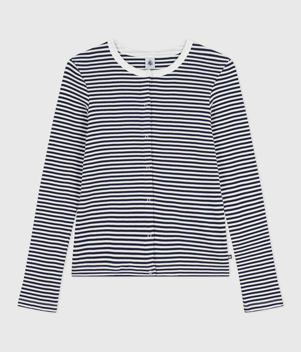 C&aacute;rdigan de algod&oacute;n a rayas para mujer azul/blanco