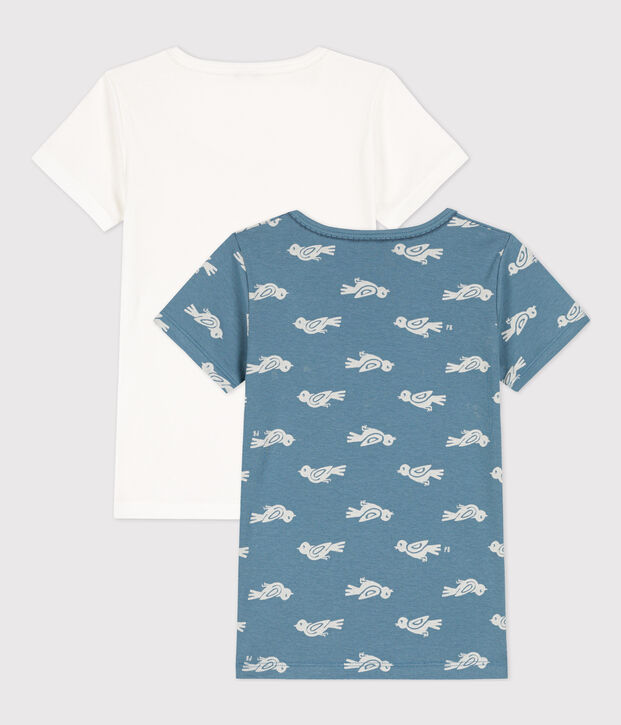 Juego de 2 camisetas de manga corta con p&aacute;jaros de algod&oacute;n de ni&ntilde;a multicolor
