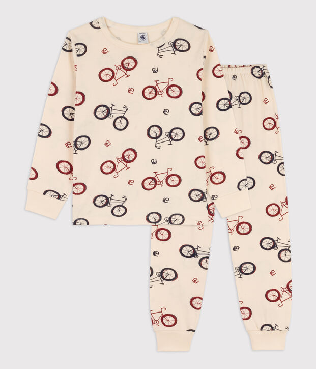 Pijama de algod&oacute;n con motivo de bicicleta para ni&ntilde;a / ni&ntilde;o crudo/multicolor