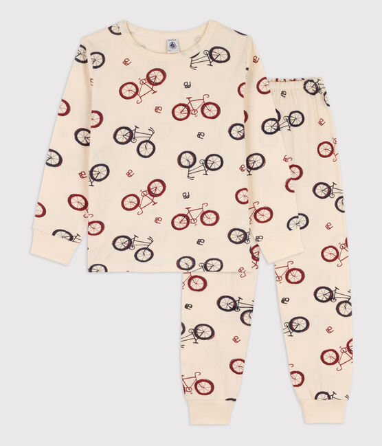 Pijama de algodón con motivo de bicicleta para niña / niño  blanco AVALANCHE/ MULTICO