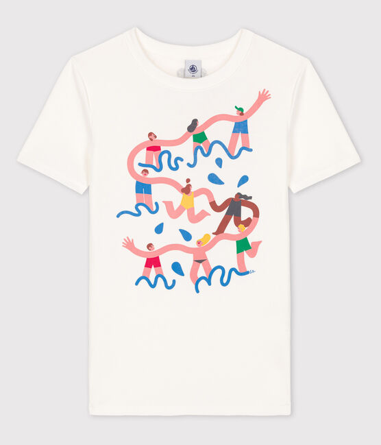 Camiseta L'ICONIQUE Water Family x Petit Bateau blanco MARSHMALLOW