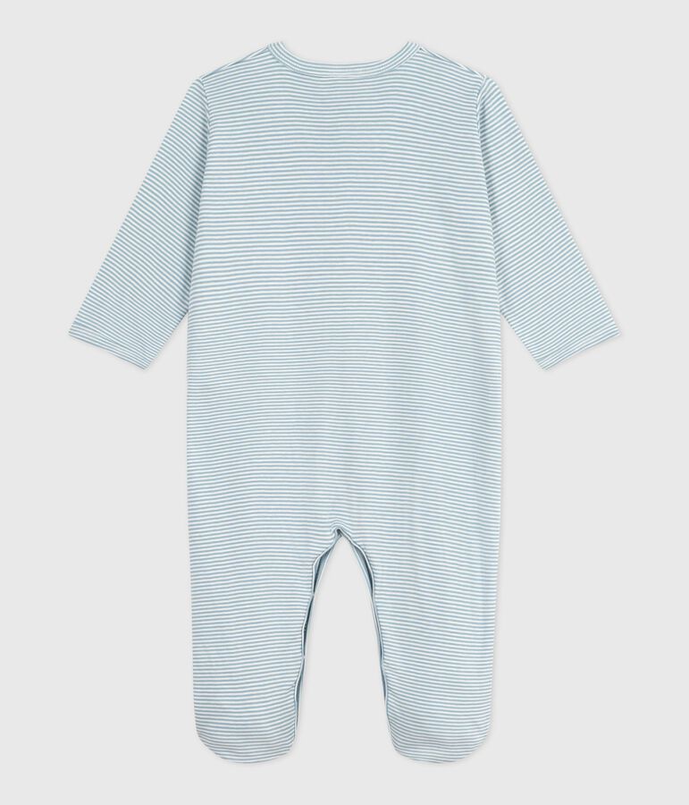 Pijama de algod&oacute;n milrayas para beb&eacute; azul/blanco