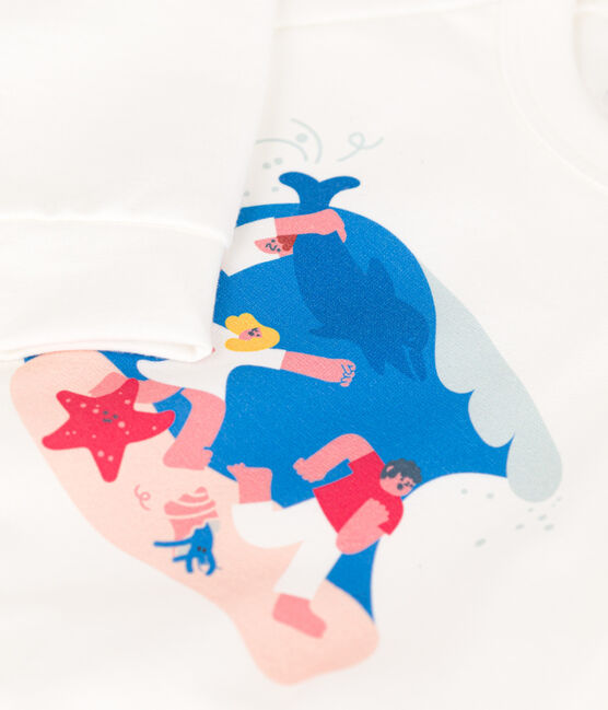 Sudadera Bebé Petit Bateau x Water Family blanco MARSHMALLOW