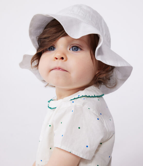 Pelele de algodón de manga corta con cuello y estampado de lunares para bebé blanco MARSHMALLOW/blanco MULTICO