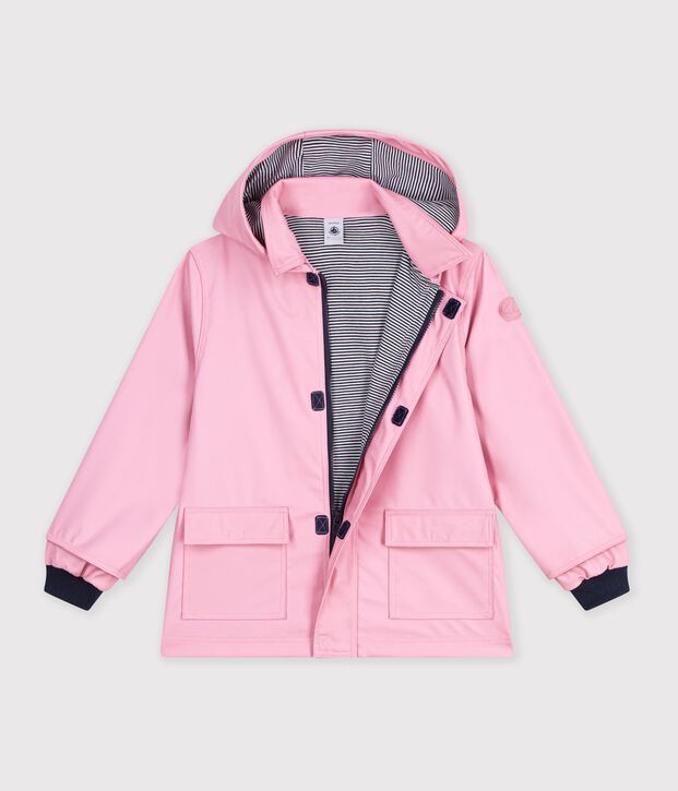 Chubasquero ic&oacute;nico liso infantil rosa