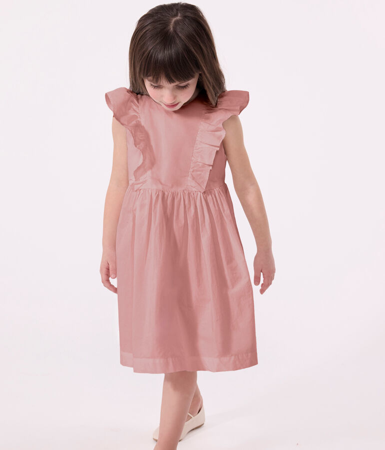 Vestido infantil sin mangas de algod&oacute;n liso rosa