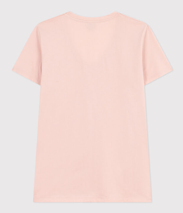 Camiseta LA RECTA de algod&oacute;n con cuello de pico para mujer rosa