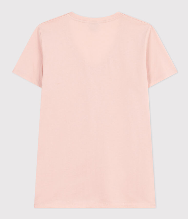 Camiseta LA RECTA de algod&oacute;n con cuello de pico para mujer rosa SALINE