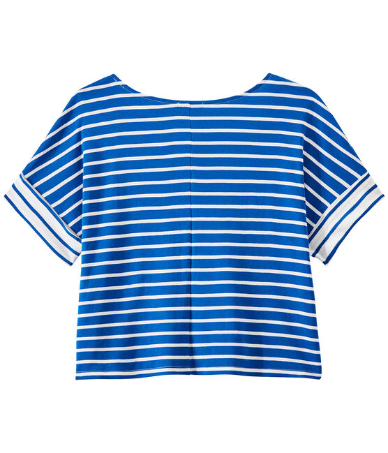 Camiseta oversize de rayas para mujer azul PERSE/blanco MARSHMALLOW