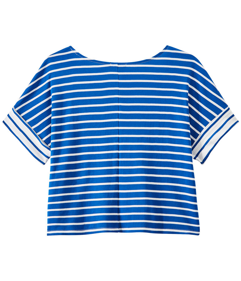 Camiseta oversize de rayas para mujer azul/blanco