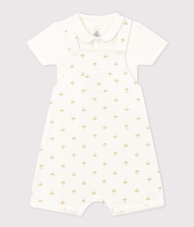 Conjunto de peto y body de algod&oacute;n para beb&eacute; blanco/multicolor