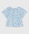 Blusa infantil de algodón de manga corta con estampado de cerezas azul MARSHMALLOW/ PORCELANA