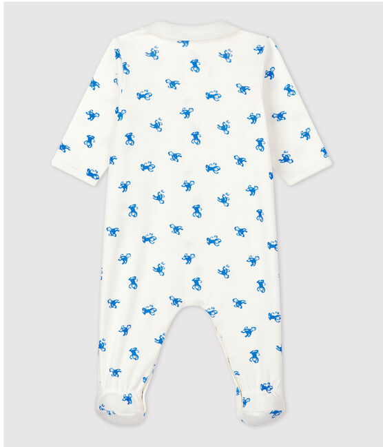 Pelele de bebé de algodón orgánico blanco MARSHMALLOW/azul BRASIER