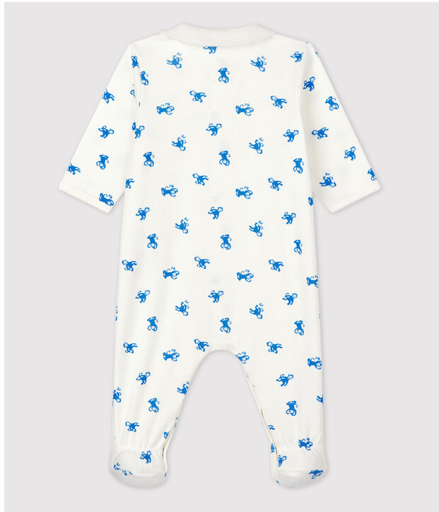 Pelele de beb&eacute; de algod&oacute;n org&aacute;nico blanco/azul