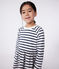 Vestido infantil de algodón de manga larga a rayas blanco MARSHMALLOW/azul SMOKING