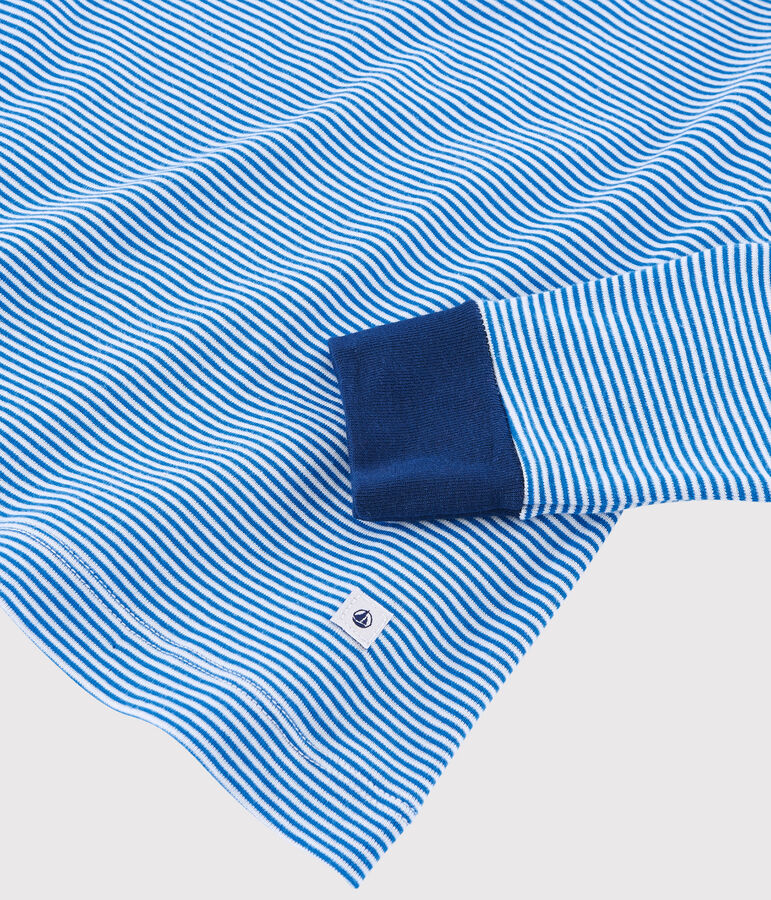 Pijama de mil rayas azul de ni&ntilde;o peque&ntilde;o de punto azul/blanco