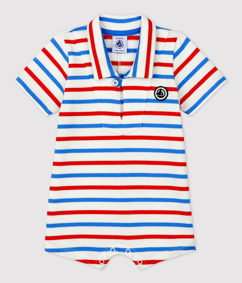 Mono corto de jersey grueso de beb&eacute; blanco/multicolor