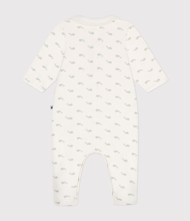 Pijama de terciopelo para beb&eacute; blanco/verde