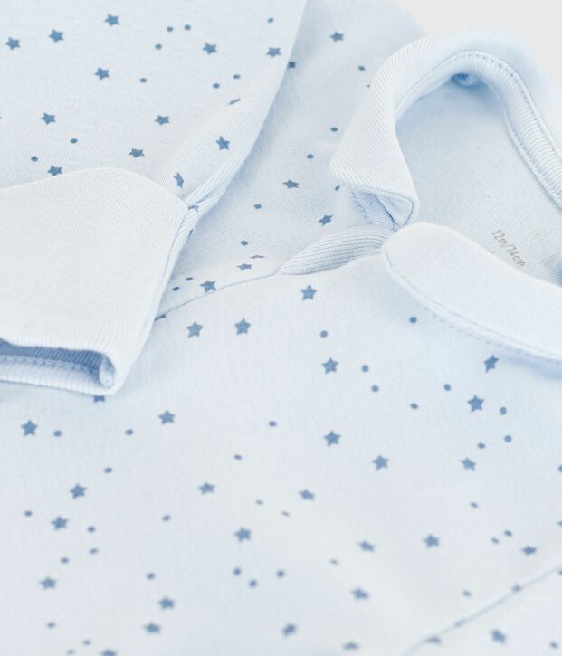 Pijama de algod&oacute;n con cuello estampado de estrellas para beb&eacute; azul/azul