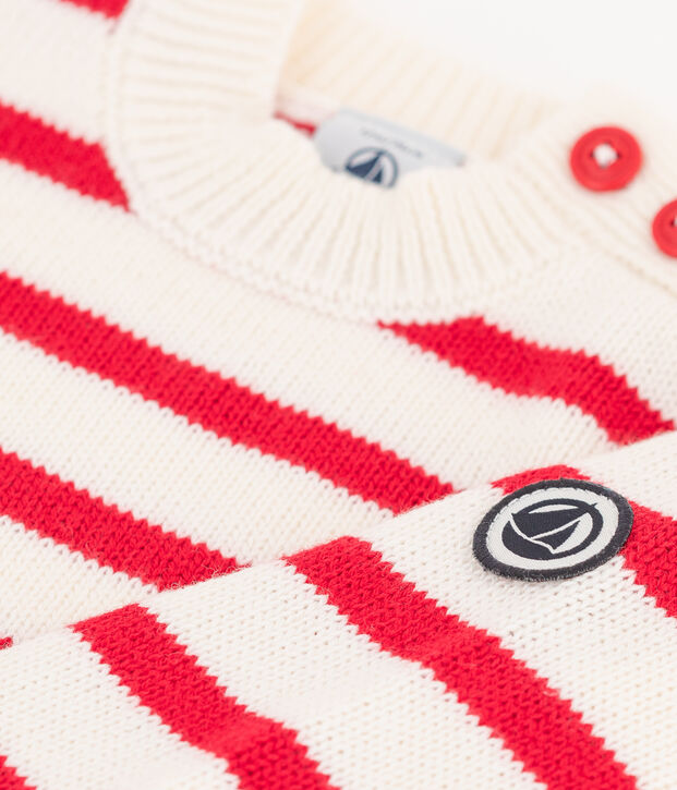 Jersey de punto para beb&eacute; blanco/rojo