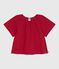 Blusa infantil de manga corta de algodón con motivo de flores SPI