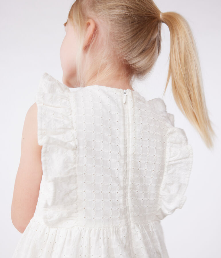 Vestido infantil de algod&oacute;n sin mangas blanco
