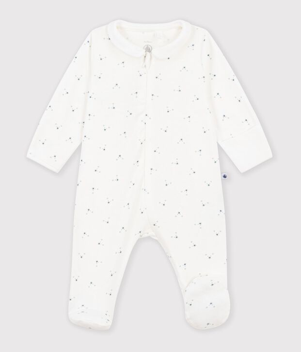 Pijama de algod&oacute;n con estampado de flores para beb&eacute; blanco/multicolor