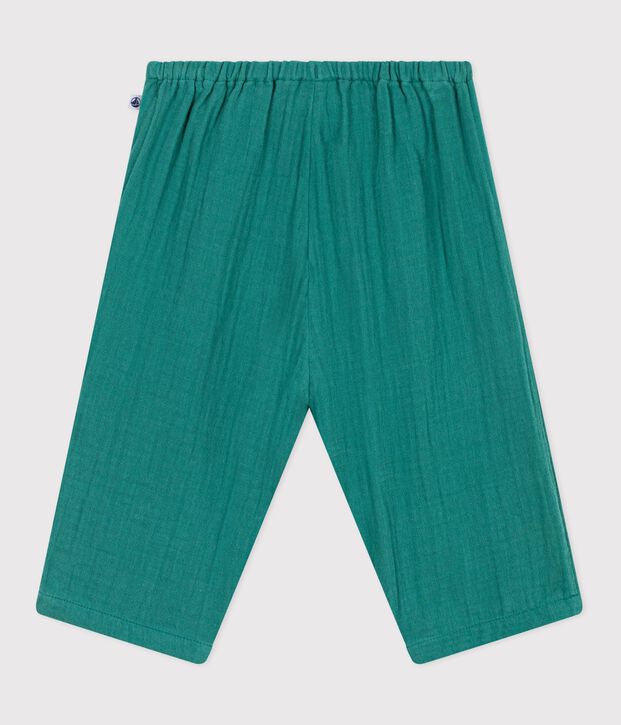 Pantal&oacute;n liso de algod&oacute;n para beb&eacute; verde