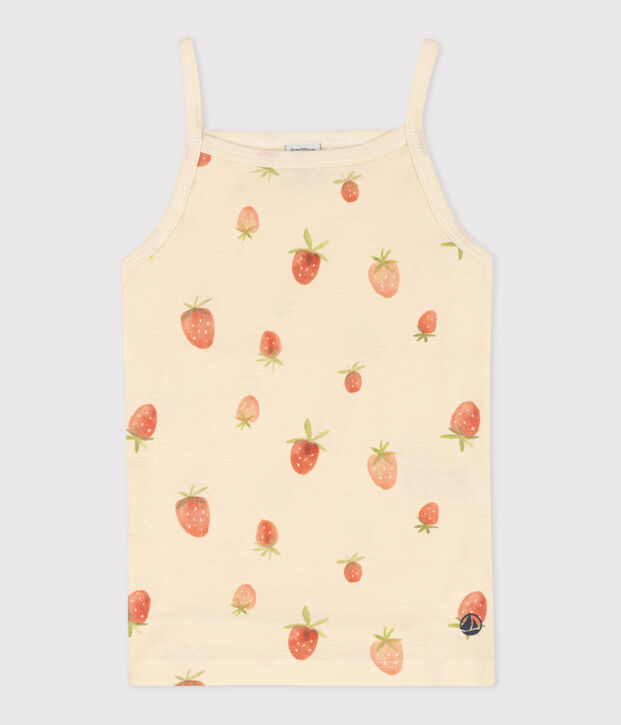 Camiseta infantil de tirantes de algod&oacute;n estampado crudo/rosa/multicolor