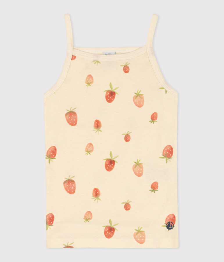 Camiseta infantil de tirantes de algod&oacute;n estampado crudo/rosa/multicolor