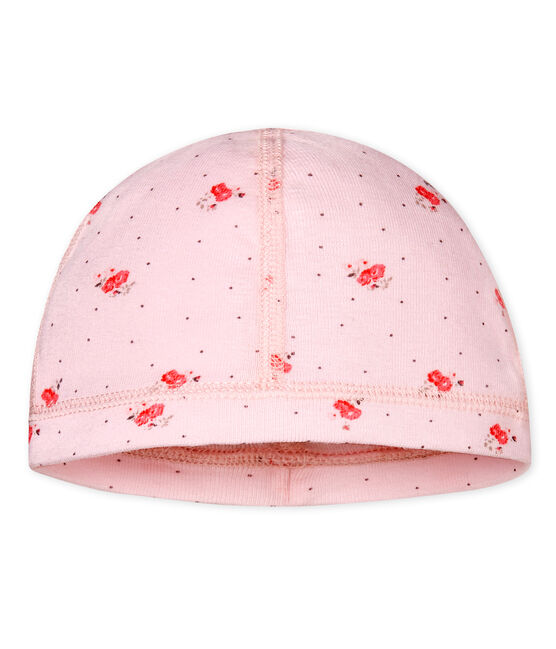 Gorro nacimiento estampado para bebé unisex rosa VIENNE/blanco MULTICO